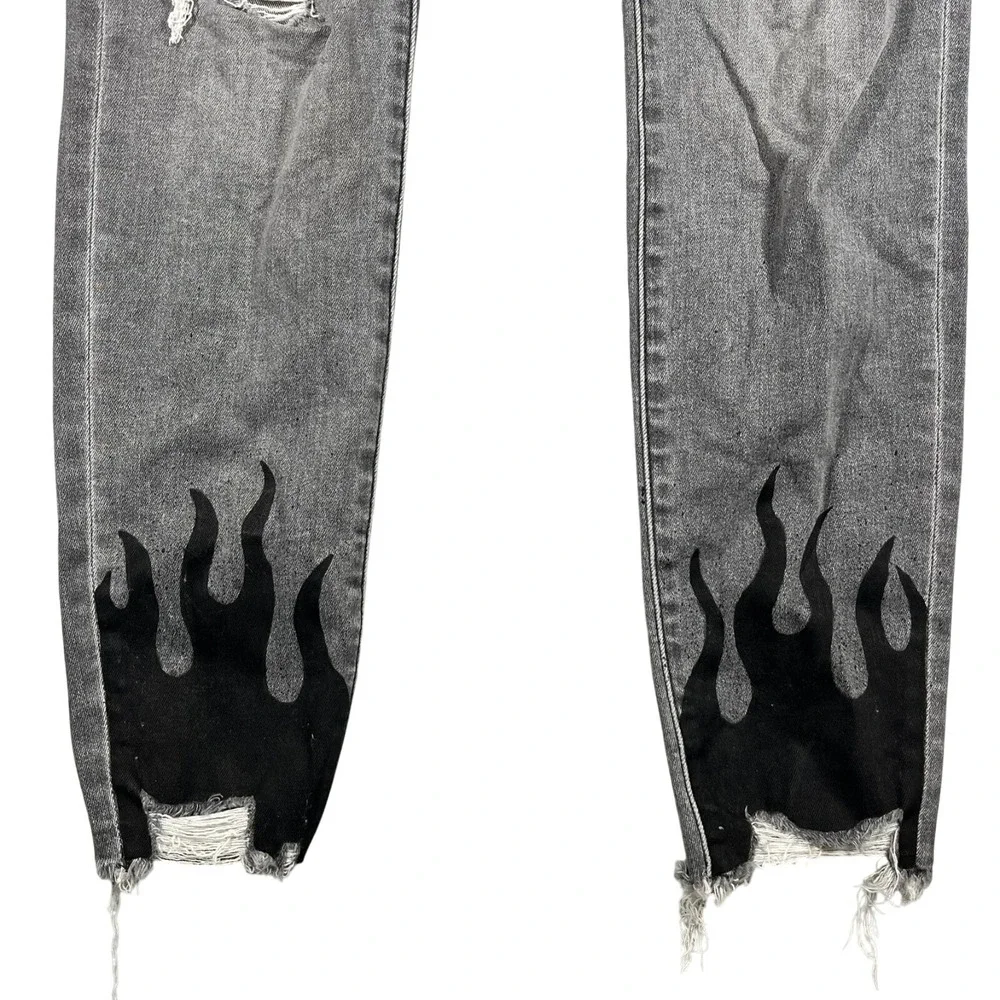 American Eagle Super Hi Rise Jegging Women's 8 Long Distressed Flame Hem Pockets - Picture 6 of 16